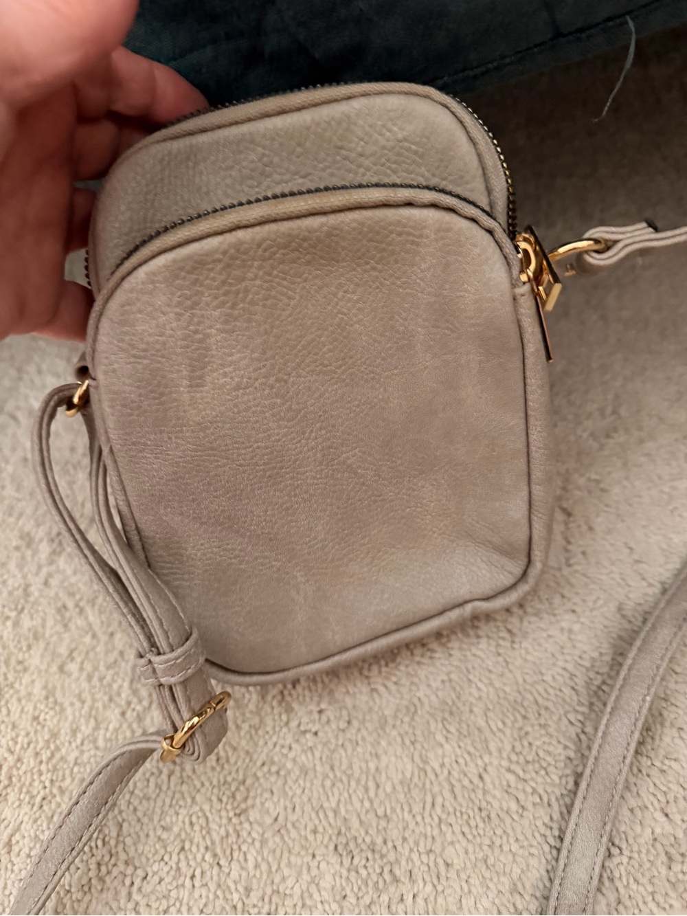Women’s Compact Crossbody Bag in Light Gray - Classic Minimalist